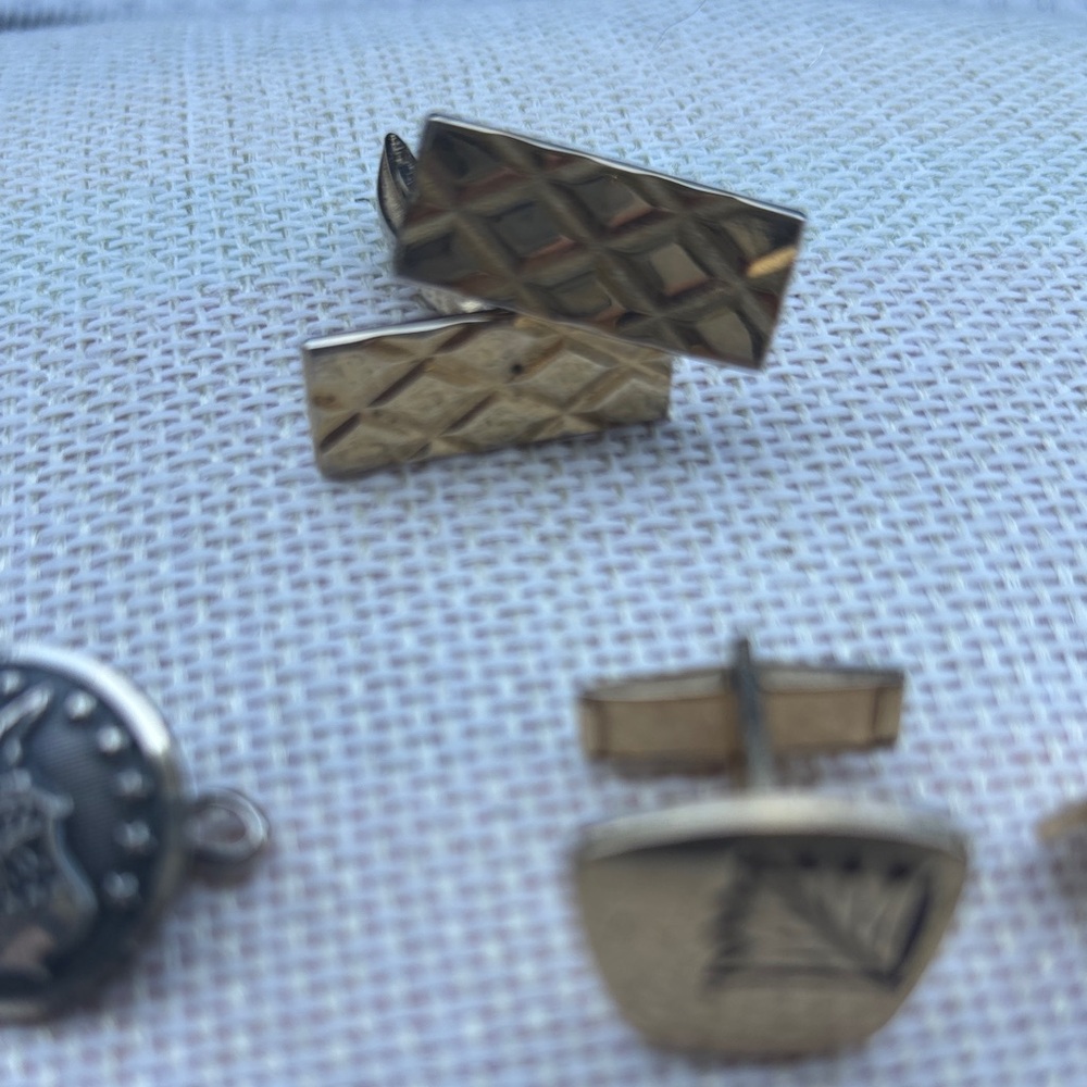 Elegant Gold and Black Cufflinks Set and Military Buttons. Swank - Picture 3 of 4